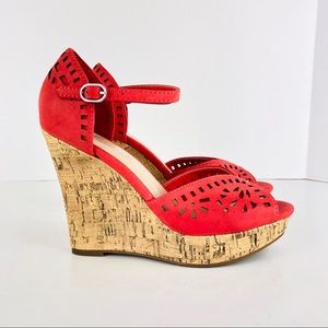 Sbicca cork wedge platform sandals ankle strap 6